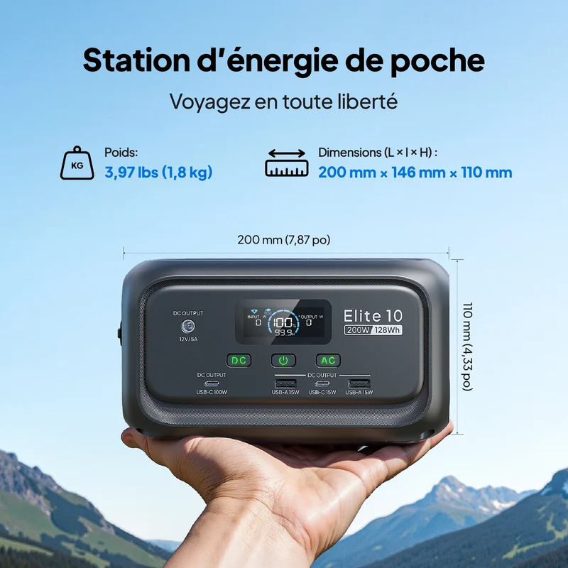 Elite 10 + 60W | 128 Wh,200 W | 60 W solaire