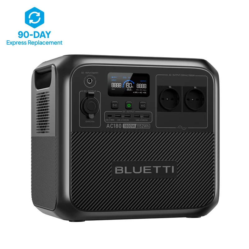 BLUETTI AC180 Station électrique portable | 1 800 W, 1 152 Wh