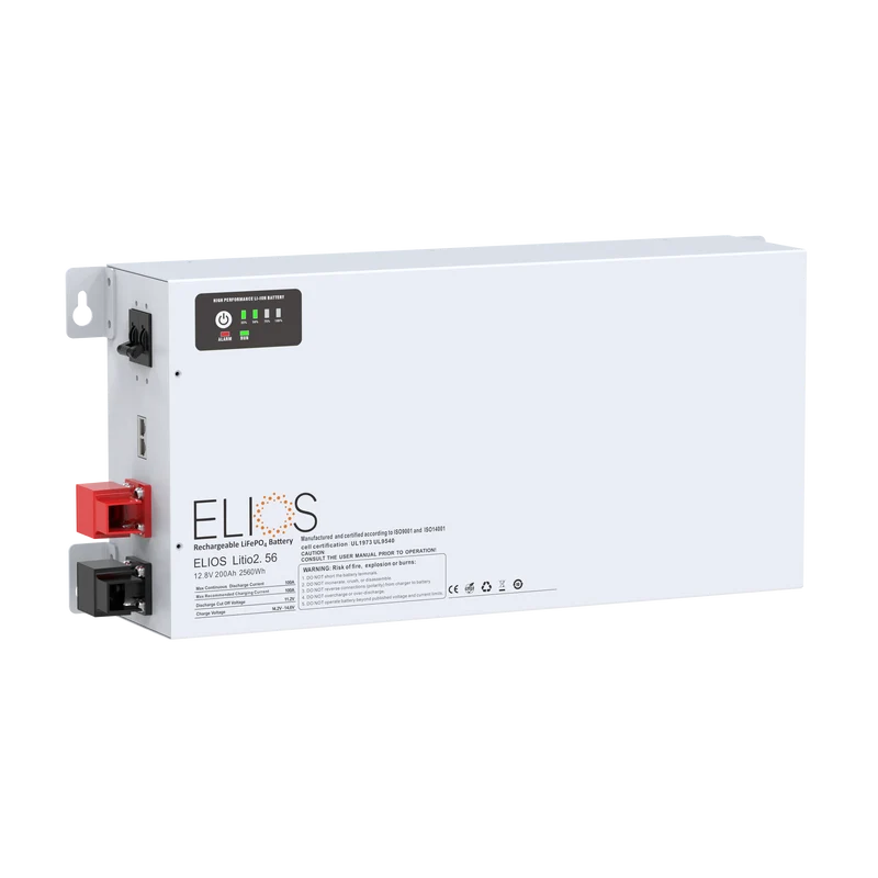 Elios Litio2.56H-BT | 12.8V 200Ah/ 2560Wh Heated Bluetooth LiFePO4 Battery | Super Slim 4.75’’