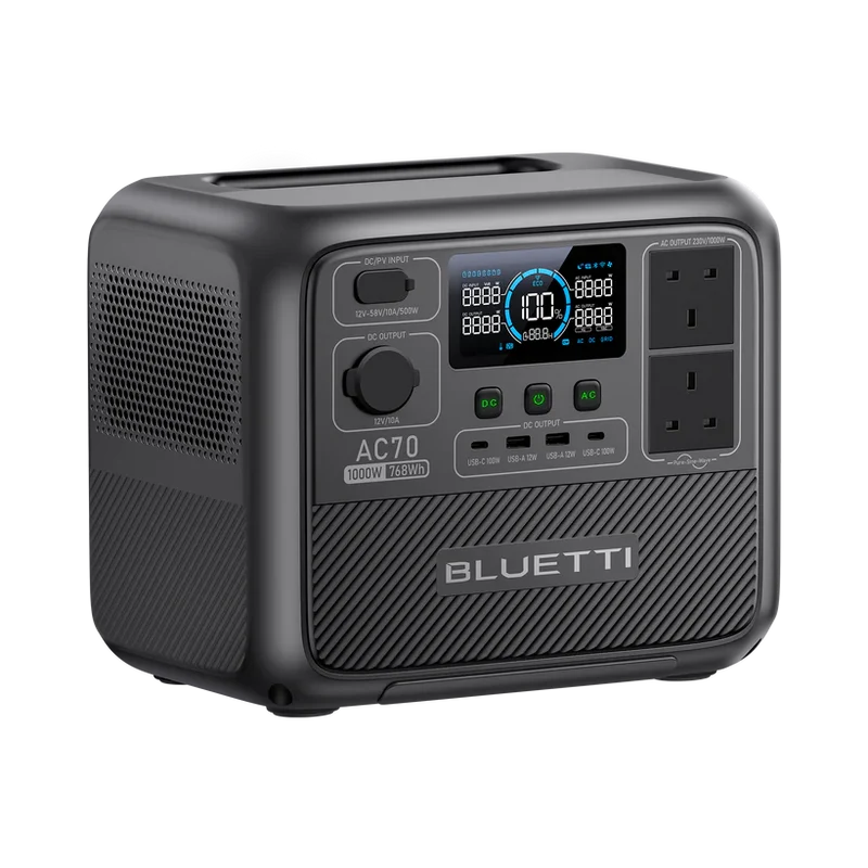 BLUETTI AC70 Portable Power Station | 1000W 768Wh | UK Plug