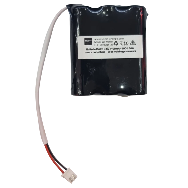 Batterie BAES 3.6V 1100mAh NiCd 3AA avec connecteur – Bloc éclairage secours