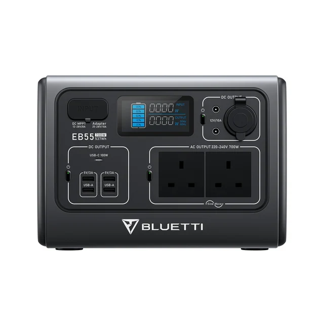 BLUETTI EB55 Station électrique portable | 700 W / 537 Wh（Prise de type UK - Adaptateur UE non fourni）