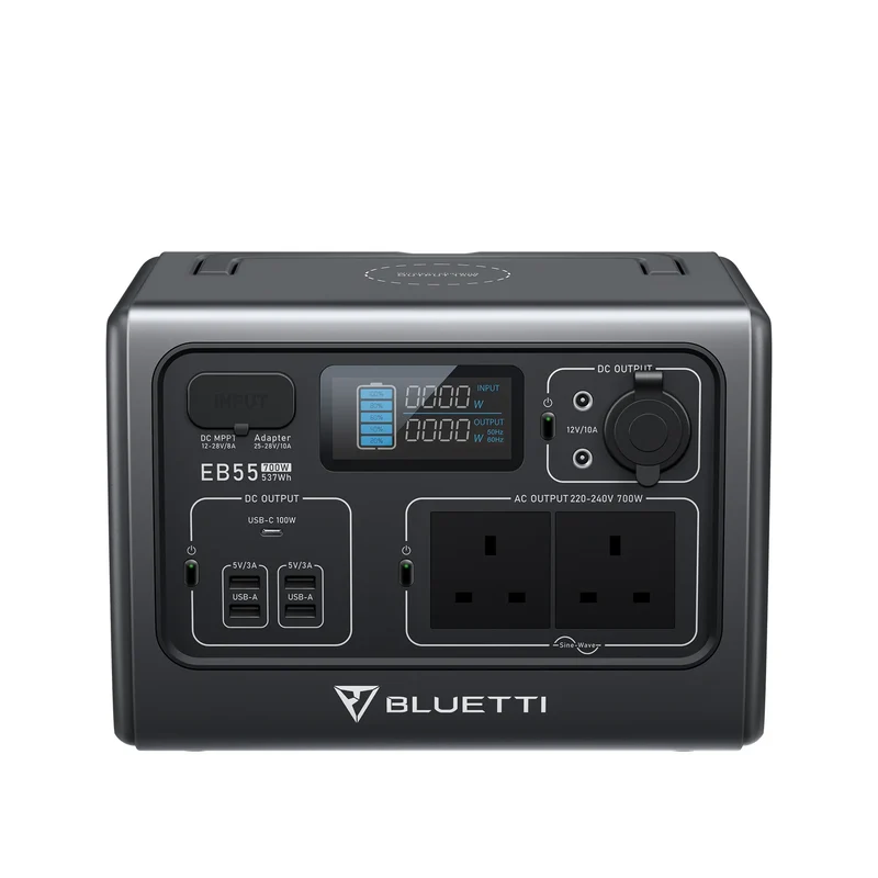 BLUETTI EB55 Station électrique portable | 700 W / 537 Wh（Prise de type UK - Adaptateur UE non fourni）