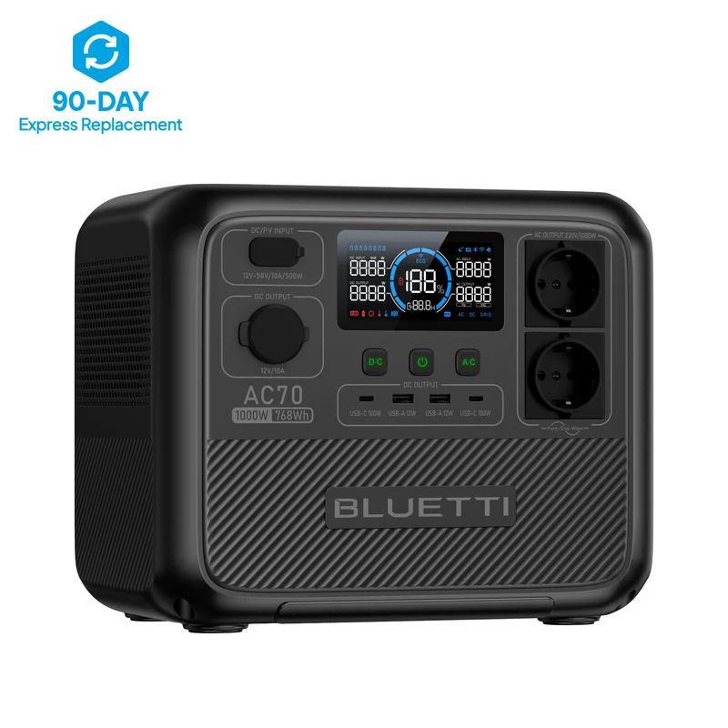 BLUETTI AC70 Station électrique portable | 1000 W, 768 Wh