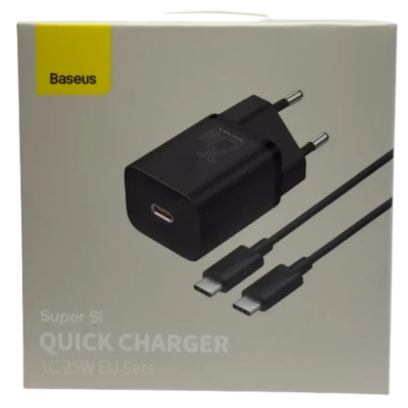 Chargeur 25W IPHONE-ANDROID - USB-C avec câble - Noir