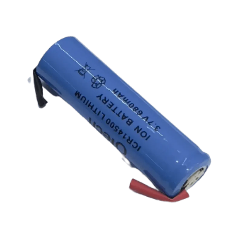 Batterie AA 14500 3,7v 680 mAh Li-ion avec languettes à souder