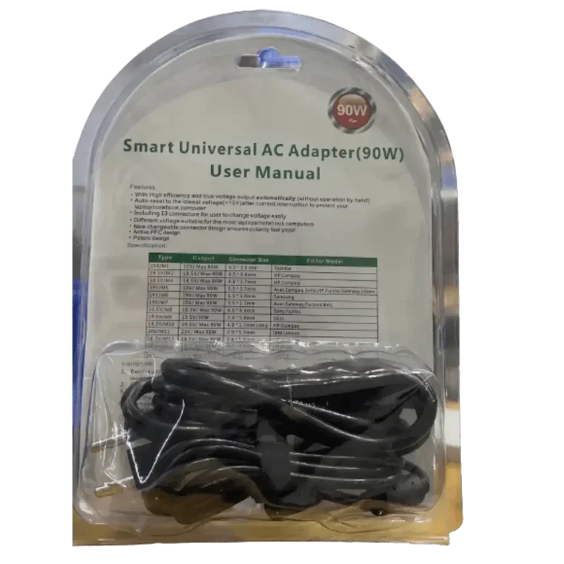 Chargeur PC portable universel 90W 15-20V avec 13 embouts