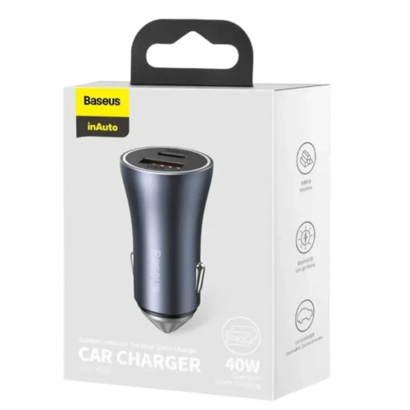 Chargeur allume cigare 12V voiture 40W USB-C et USB
