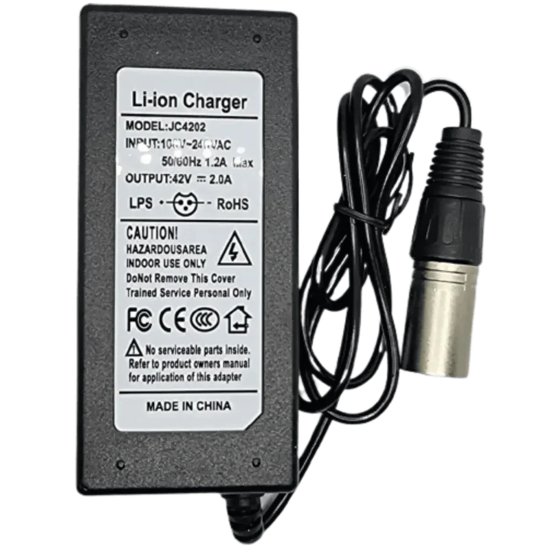 Chargeur 42V 2A pour batterie Li-ion 36V – XLR 3 broches