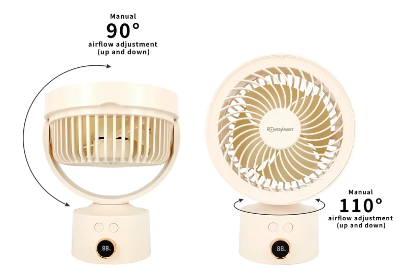 Kabelloser 3D-Luftzirkulator-Tischventilator | Aromatherapie, Smart Display & Persönliche Kühlung