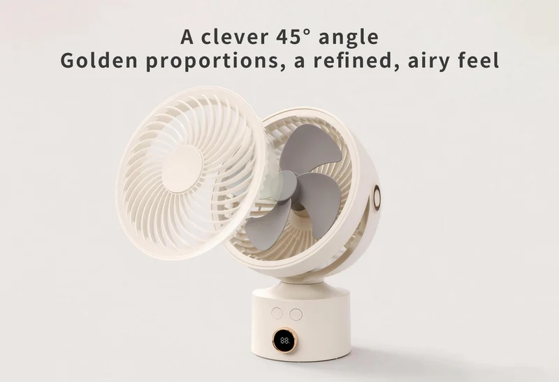 Kabelloser 3D-Luftzirkulator-Tischventilator | Aromatherapie, Smart Display & Persönliche Kühlung