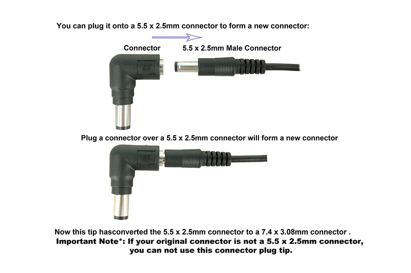 C27 DC-Netzteilanschluss-Spitze: 5,5 mm x 2,5 mm Buchse auf 7,4 mm x 5,08 mm Stecker für Dell mit Smart Micro-Chip
