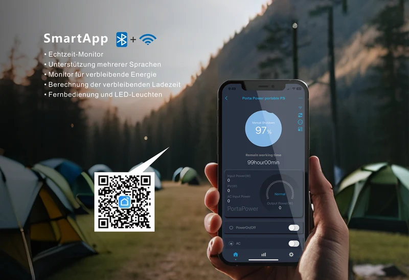 Tragbare 1200-W-Powerstation mit 1152-Wh-LiFePO4-Akku für Camping und Outdoor-Aktivitäten, mit USV-Funktion, Solargenerator für Notstromversorgung