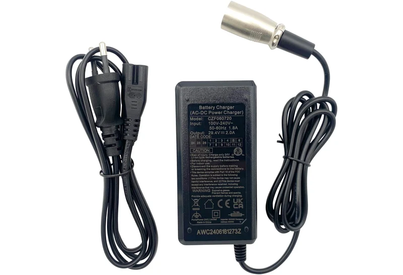 2A 29,4V Ladegerät für 24V E-Bike-Akkus mit XLR-3 Stecker
