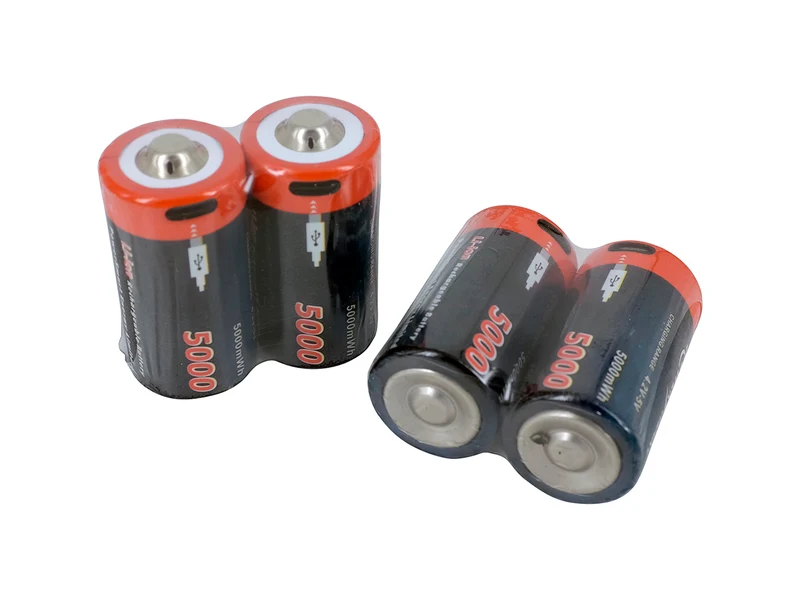 Wiederaufladbare USB-C-Batterien (4er-Pack) | 1,5 V Konstantspannung | 5000 mWh Li-Ion | Passend für LR14 Baby C