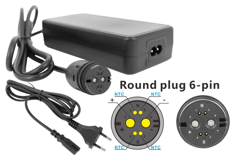 42V 2A Ladegerät für 36V BMZ / Rotwild / Impulse Akkus | Rosenberger Magnetstecker