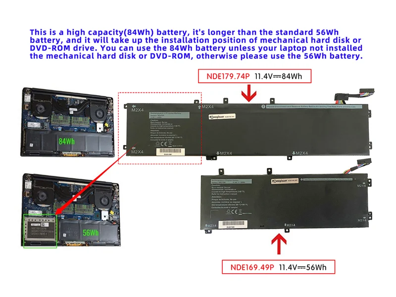 11,4V 4GVGH 84Wh Laptop-Akku für Dell XPS 15 9550 Precision 5510 Mobile Workstation