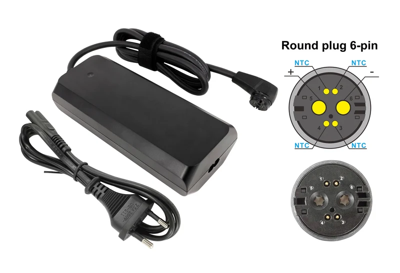 42V 4A Li-Ion EBike Ladegerät mit Rosenberger Rundstecker 6 Pin, Ladegerät für 19381 Alber Xion / 31121-00 Shimano Eco Akku
