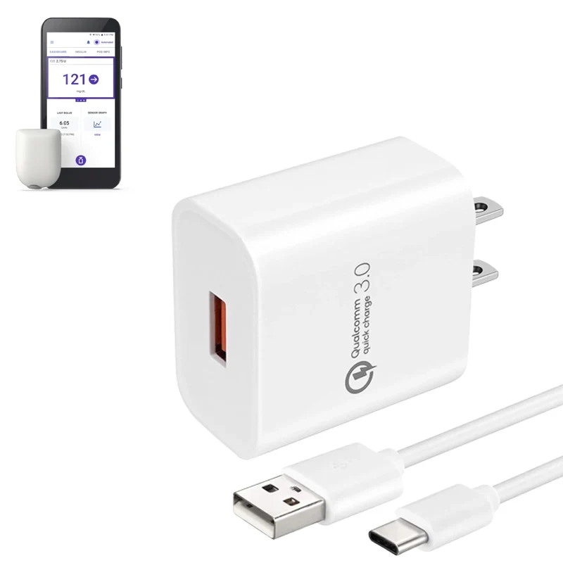 Adaptateur de charge mural avec câble USB-A vers C pour Omnipod 5