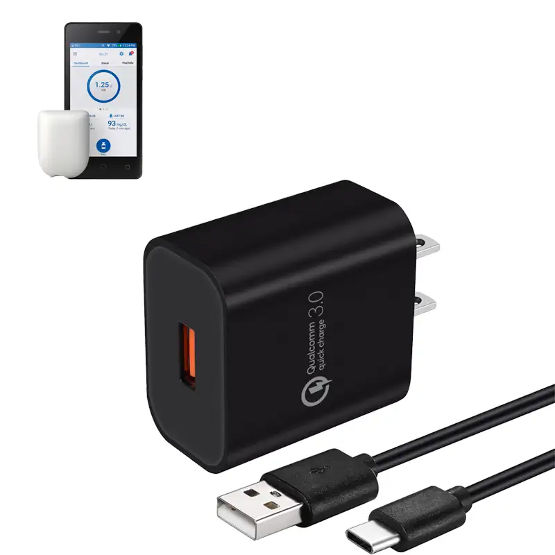 Adaptateur de charge mural avec câble USB-A vers C pour Omnipod 5