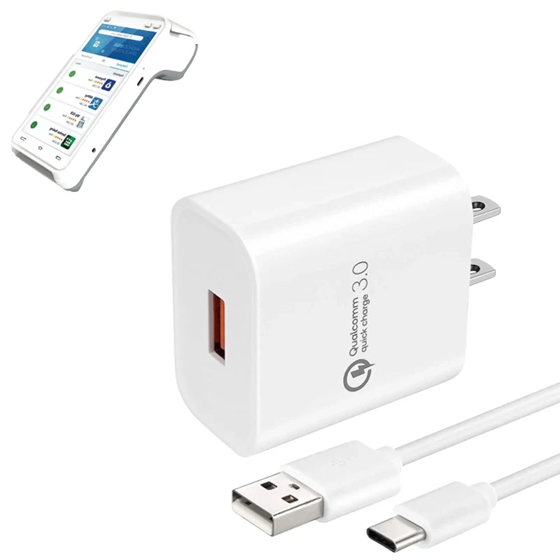 Adaptateur de charge murale avec câble USB-A vers C pour terminaux PAX POS