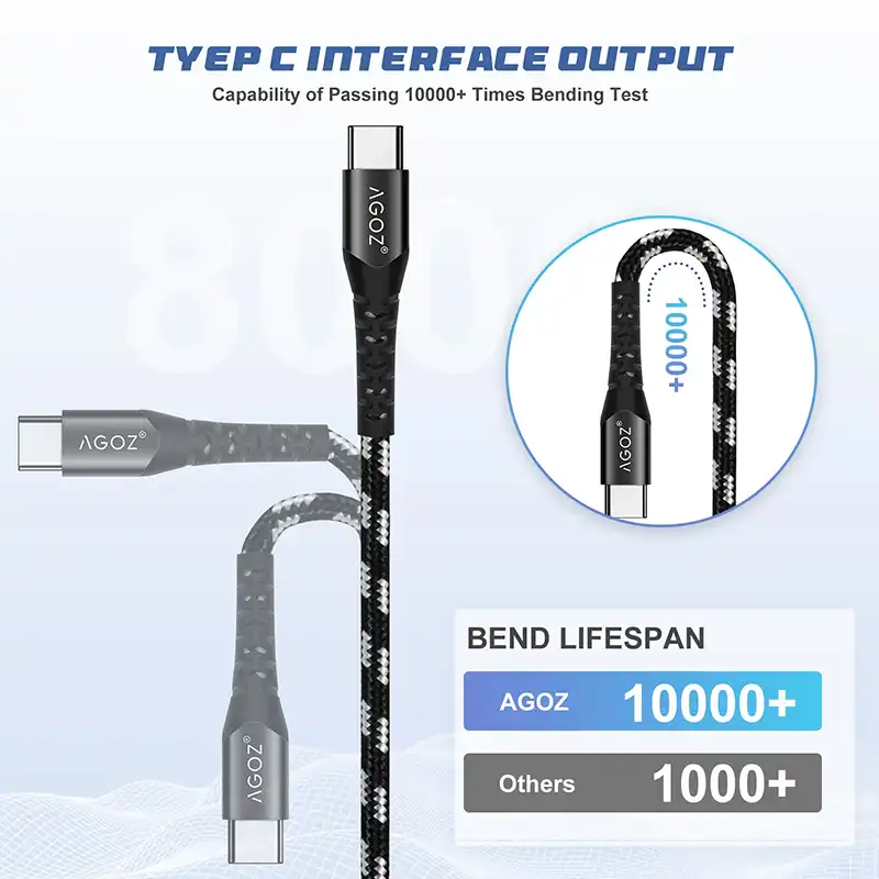 Câble USB-C enroulé à charge rapide pour zones de travail partagées Zebra | Agoz