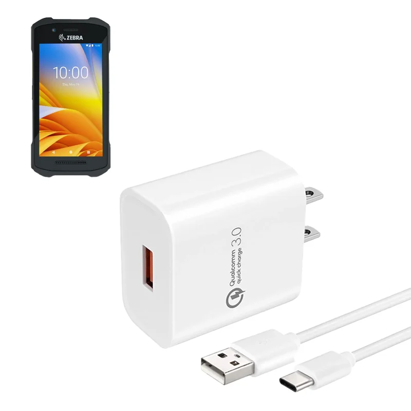 Chargeur mural USB-C pour appareil portable Zebra avec câble de 6 pieds pour postes de travail | Agoz