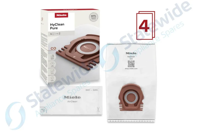 Miele Co Hyclean Pure Vacuum Bags (Brown Clip) (4 Bags/1 Filter)-Genuine